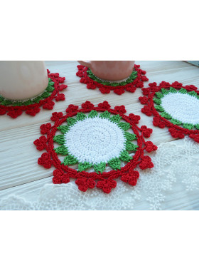 Crochet Christmas Coaster Pattern PDF