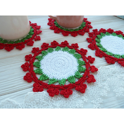 Crochet Christmas Coaster Pattern PDF