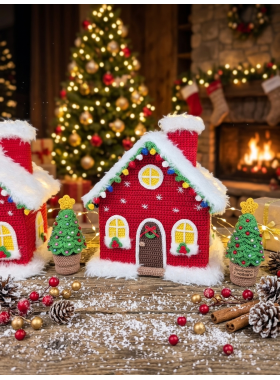 Crochet Christmas House and Trees Pattern PDF