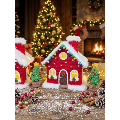 Crochet Christmas House and Trees Pattern PDF