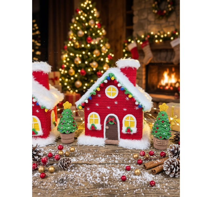 Crochet Christmas Village House and Trees PDF Pattern