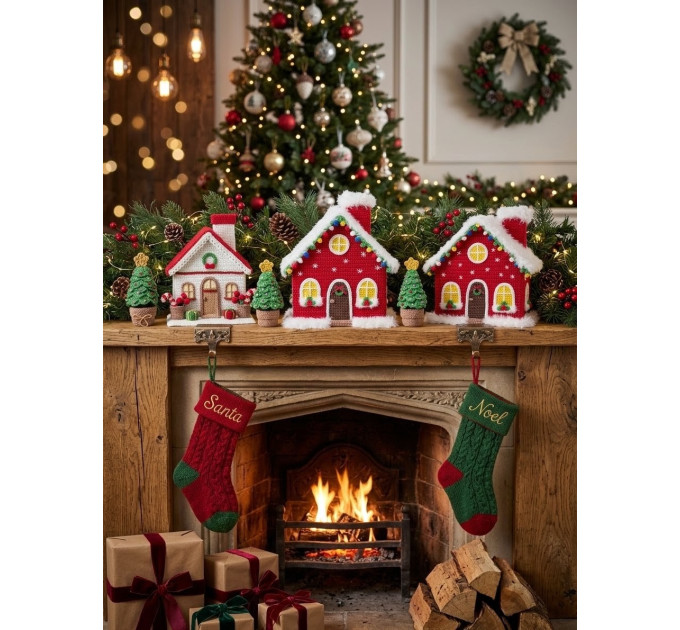 Crochet Christmas Village House and Trees PDF Pattern