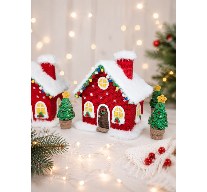 Crochet Christmas Village House and Trees PDF Pattern