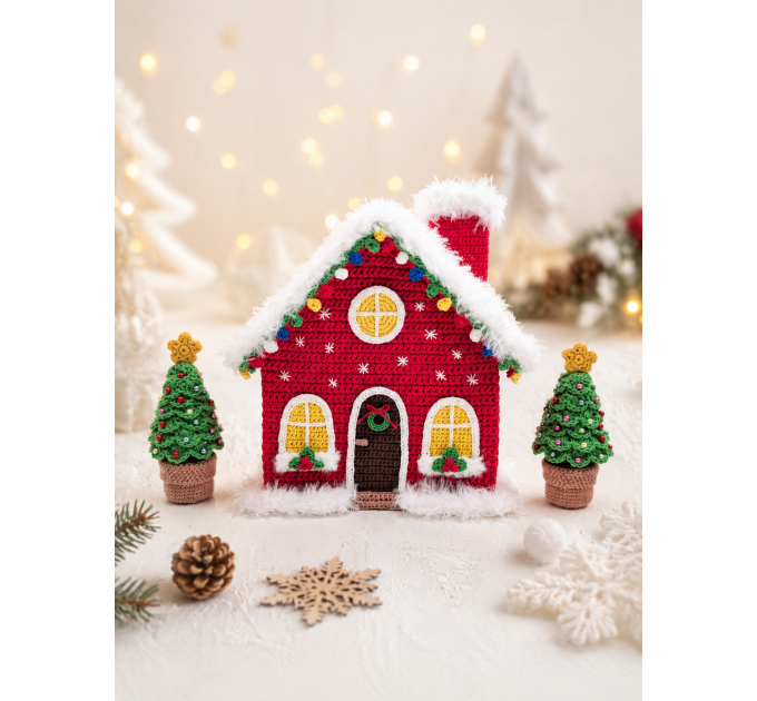 Crochet Christmas Village House and Trees PDF Pattern