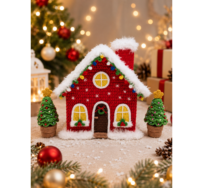 Crochet Christmas Village House and Trees PDF Pattern