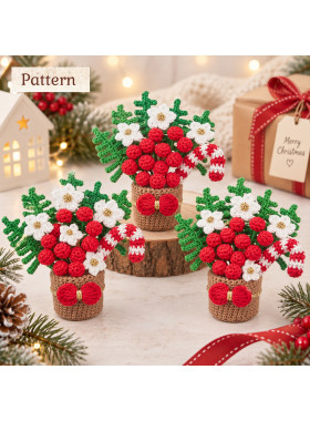 Christmas Crochet Decor Pattern. Holiday Flower Arrangement PDF Christmas Crochet Decor Pattern. Holiday Flower Arrangement PDF