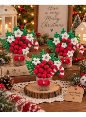 Christmas Crochet Decor Pattern. Holiday Flower Arrangement PDF Christmas Crochet Decor Pattern. Holiday Flower Arrangement PDF