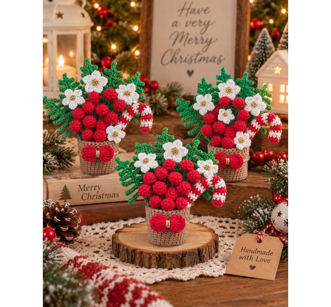 Christmas Crochet Decor Pattern – Holiday Flower Arrangement