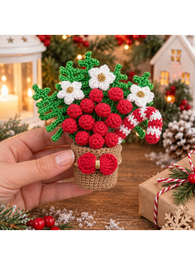 Christmas Crochet Decor Pattern. Holiday Flower Arrangement PDF Christmas Crochet Decor Pattern. Holiday Flower Arrangement PDF