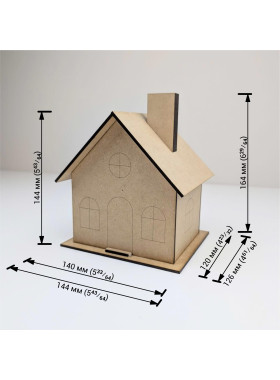 MDF House Blank for Crochet with Removable Roof MDF House Blank for Crochet with Removable Roof