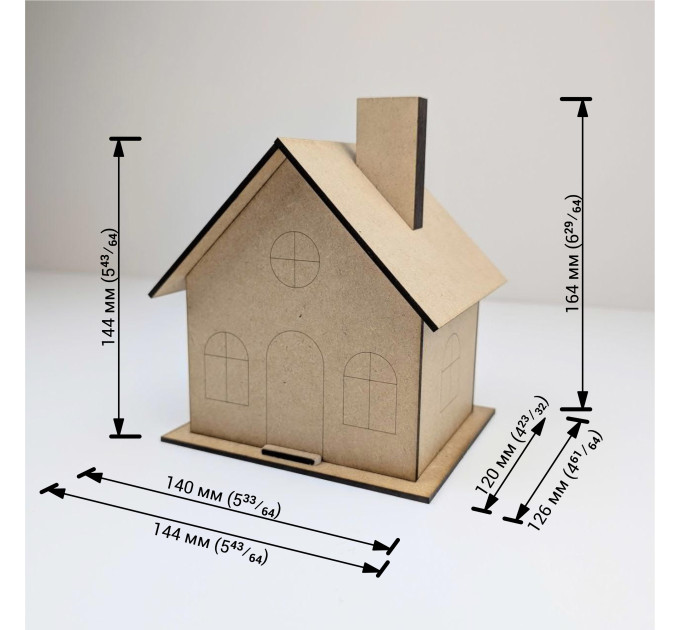 MDF House Blank with Removable Roof
