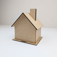 MDF House Blank for Crochet with Removable Roof