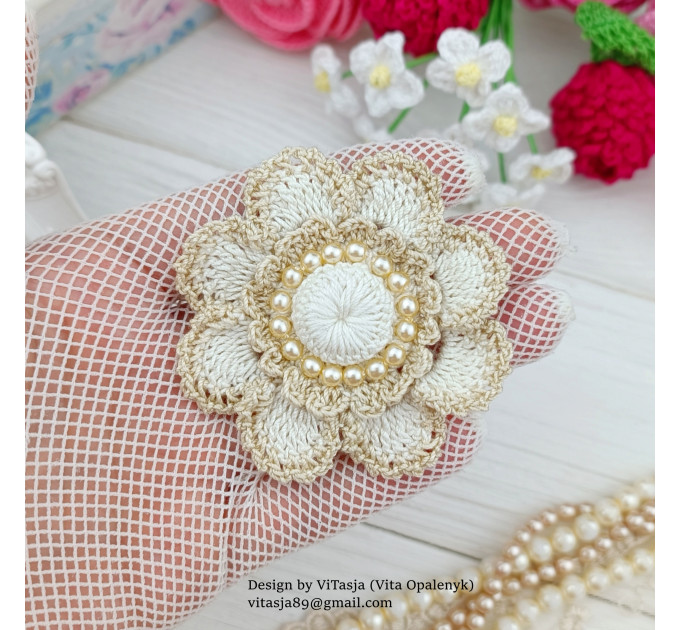 Crochet Flower Brooch Pattern