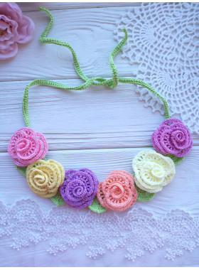 Crochet Flower Necklace Pattern PD