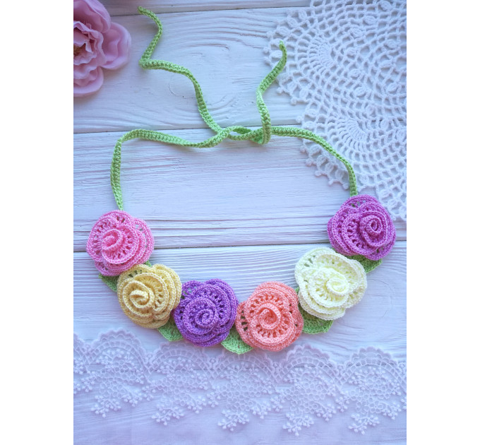 Crochet Flower Necklace Pattern PDF