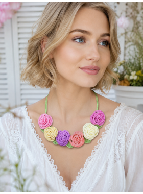Crochet Flower Necklace Pattern PD