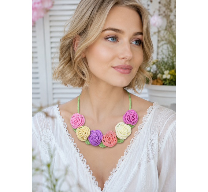 Crochet Flower Necklace Pattern PDF