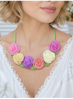 Crochet Flower Necklace Pattern PD