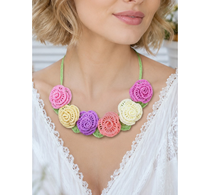 Crochet Flower Necklace Pattern PDF