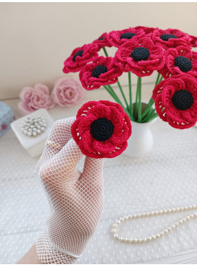 Crochet Poppy Bouquet Pattern PDF