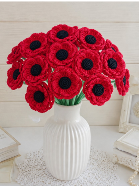 Crochet Poppy Bouquet Pattern PDF
