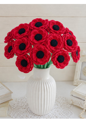Crochet Poppy Bouquet Pattern PDF