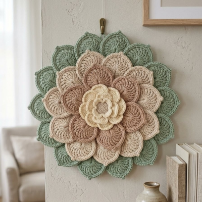 Crochet Flower Wall Hanging Pattern PDF • Floral Mandala Decor