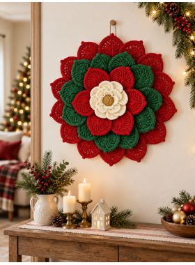 Crochet Flower Wall Hanging Pattern PDF • Floral Mandala Decor