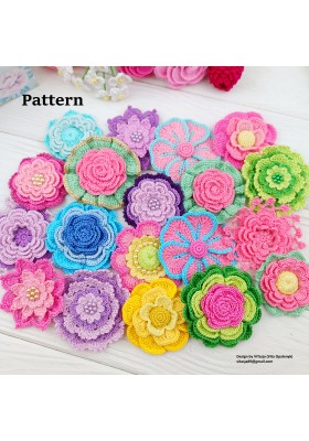 Patterns of Crochet Flowers, 10 types Patterns of Crochet Flowers, 10 types