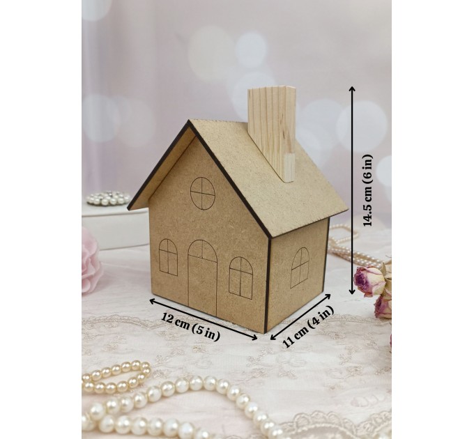 Blank MDF House for Crafting, DIY Wooden House Shape, Craft Supply, MDF House Base, For Painting, Decoupage, Scrapbooking, Home Decoration
