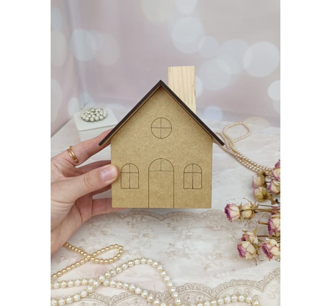 Blank MDF House for Crafting, DIY Wooden House Shape, Craft Supply, MDF House Base, For Painting, Decoupage, Scrapbooking, Home Decoration