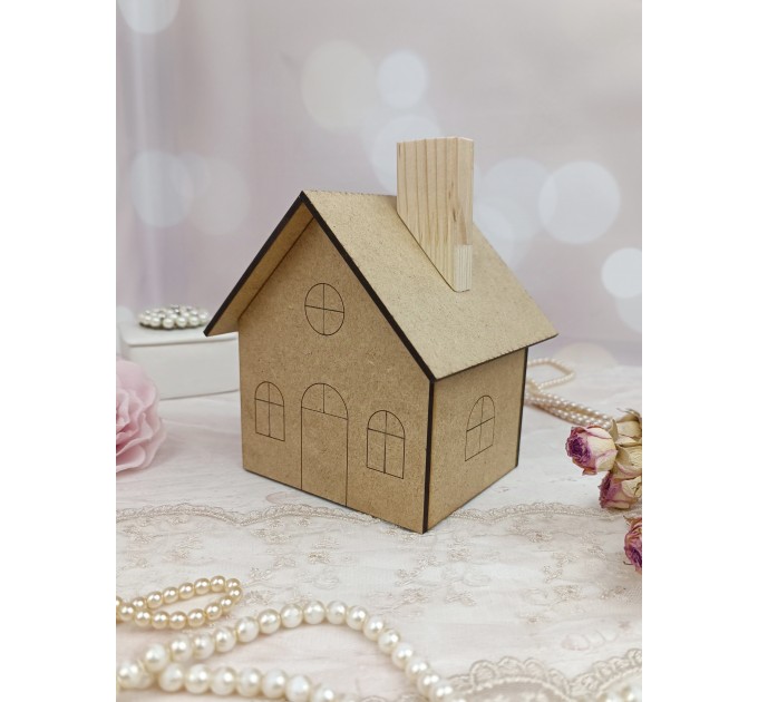 Blank MDF House for Crafting, DIY Wooden House Shape, Craft Supply, MDF House Base, For Painting, Decoupage, Scrapbooking, Home Decoration