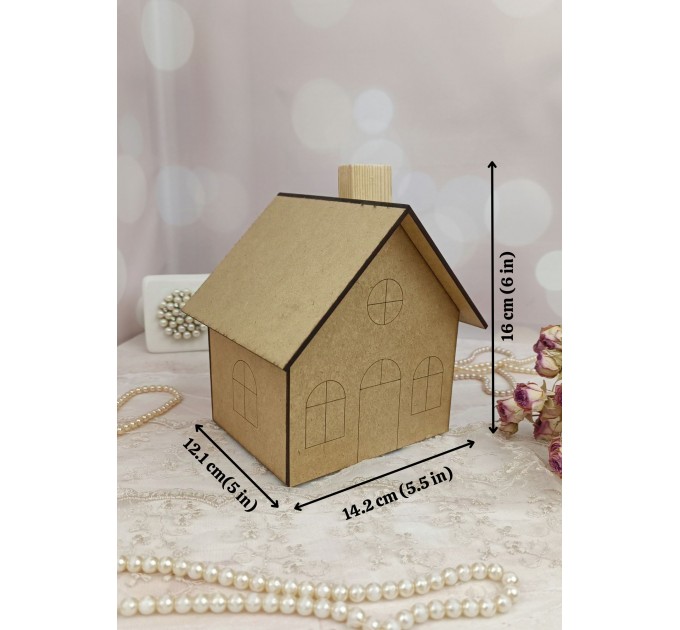 MDF House Blank for Decorating/3D Wood Shape for Shabby Chic, Scrapbooking, Junk Journal, Wedding DIY Craft Supplies,Sewing Design,Decoupage