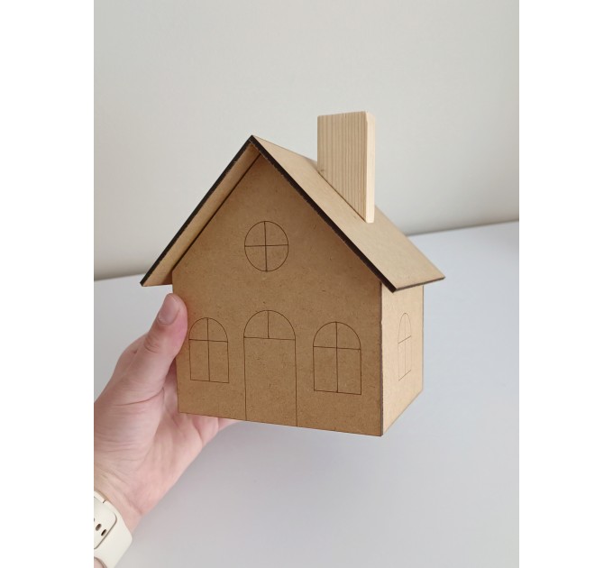 MDF House Blank for Decorating/3D Wood Shape for Shabby Chic, Scrapbooking, Junk Journal, Wedding DIY Craft Supplies,Sewing Design,Decoupage