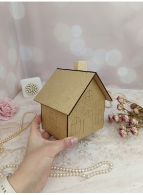 MDF House Blank for Decorating/3D Wood Shape for Shabby Chic, Scrapbooking, Junk Journal, Wedding DIY Craft Supplies,Sewing Design,Decoupage