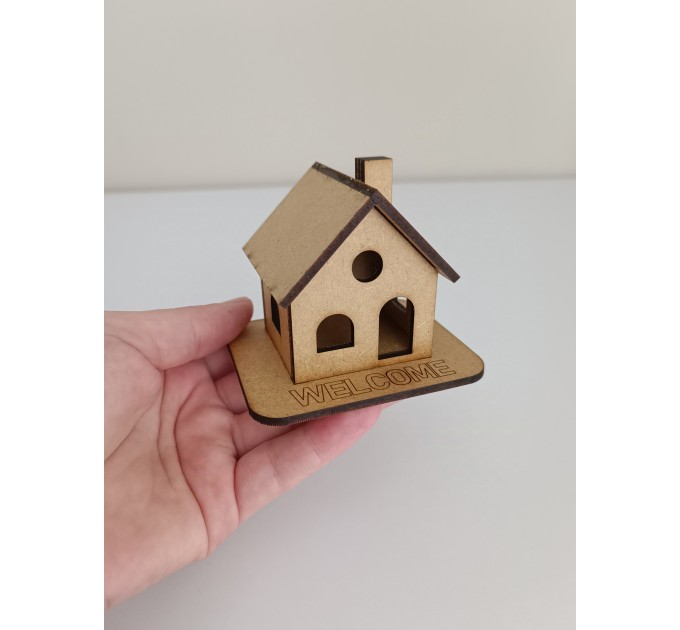 Blank MDF House for Crafting, DIY Wooden House Shape, Craft Supply, MDF House Base, For Painting, Decoupage, Scrapbooking, Home Decoration