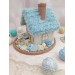 Handmade Crochet House with Blue Roof – Coastal Style Home Décor