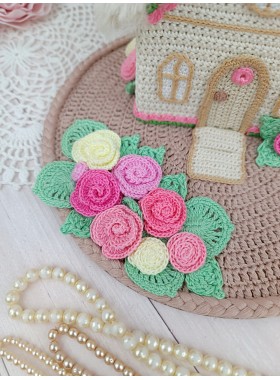 Handmade Crochet House with Colorful Flowers – Whimsical Cottagecore Gift