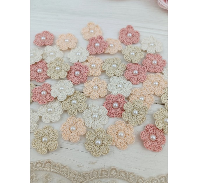 Flowers for craft, 40pcs. Sewing flower embellishment. Neutral color flowers. Junk Journal Decor. Miniature supplies. Making accessori