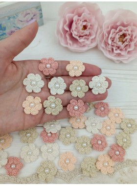 Flowers for craft, 40pcs. Sewing flower embellishment. Neutral color flowers. Junk Journal Decor. Miniature supplies. Making accessori