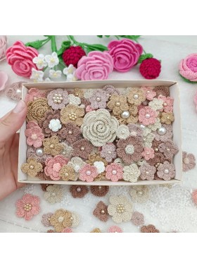 Set of small flowers for craft,100 pcs/ Sewing embellishment/ Craft DIY flowers/ Pearl flowers /Junk journal decor/ Hairband/ Scrapbooking