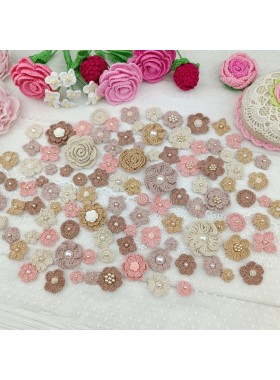 Set of small flowers for craft,100 pcs/ Sewing embellishment/ Craft DIY flowers/ Pearl flowers /Junk journal decor/ Hairband/ Scrapbooking