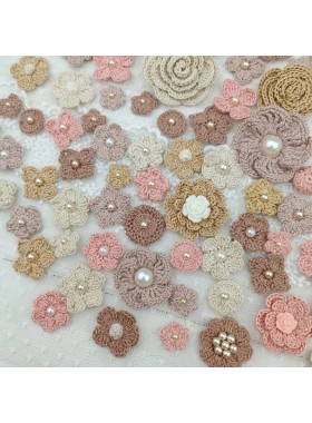 Set of small flowers for craft,100 pcs/ Sewing embellishment/ Craft DIY flowers/ Pearl flowers /Junk journal decor/ Hairband/ Scrapbooking