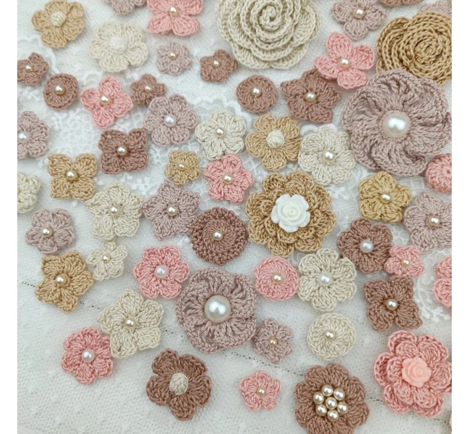 Set of small flowers for craft,100 pcs/ Sewing embellishment/ Craft DIY flowers/ Pearl flowers /Junk journal decor/ Hairband/ Scrapbooking