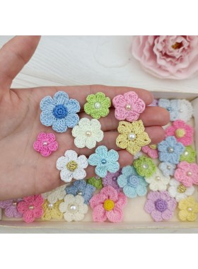 Flowers for craft, 30 pcs. Flowers for scrapbooking. Sewing flower embellishment. Making hair band. Multicolored flowers. Appliques.