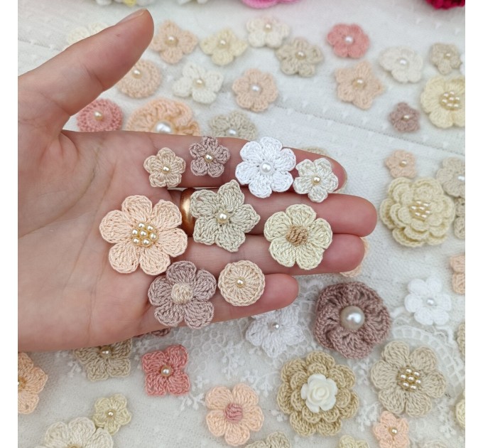 Set of small flowers for craft,80 pcs/Sewing embellishment/Craft DIY flowers/Pearl flowers /Junk journal decor/ Hairband flower Scrapbooking