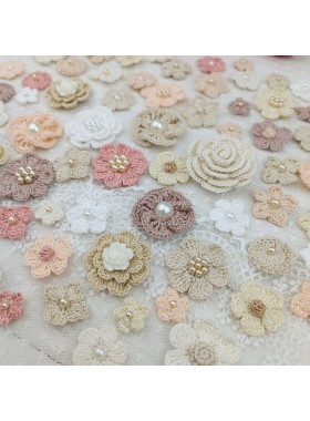 Set of small flowers for craft,80 pcs/Sewing embellishment/Craft DIY flowers/Pearl flowers /Junk journal decor/ Hairband flower Scrapbooking