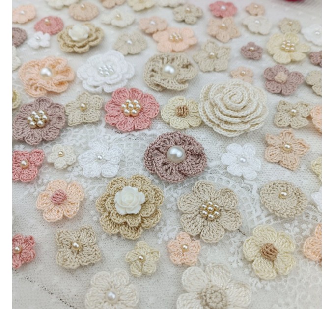 Set of small flowers for craft,80 pcs/Sewing embellishment/Craft DIY flowers/Pearl flowers /Junk journal decor/ Hairband flower Scrapbooking