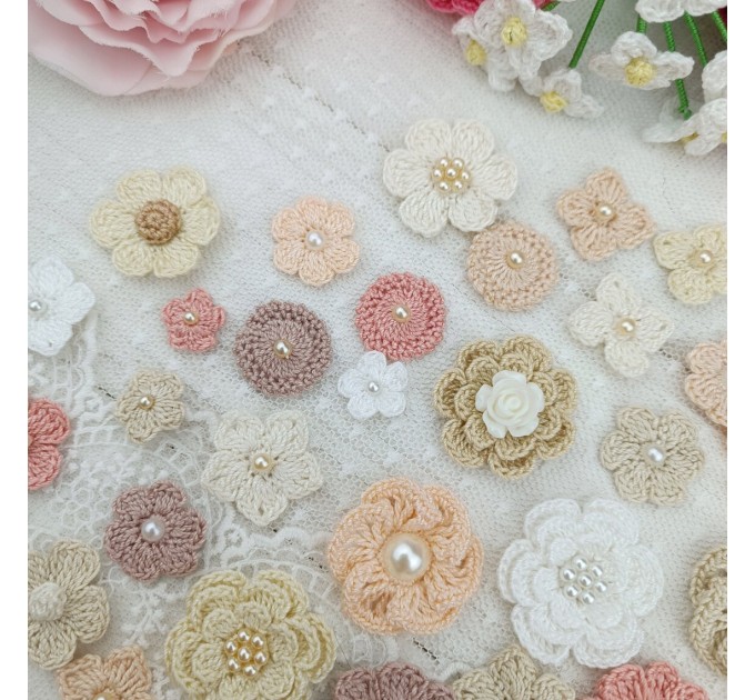 Set of small flowers for craft,80 pcs/Sewing embellishment/Craft DIY flowers/Pearl flowers /Junk journal decor/ Hairband flower Scrapbooking