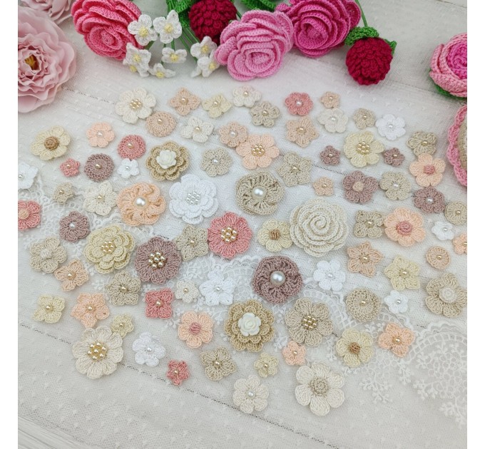 Set of small flowers for craft,80 pcs/Sewing embellishment/Craft DIY flowers/Pearl flowers /Junk journal decor/ Hairband flower Scrapbooking